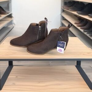 New Brown Double Zipper Ankle Booties.